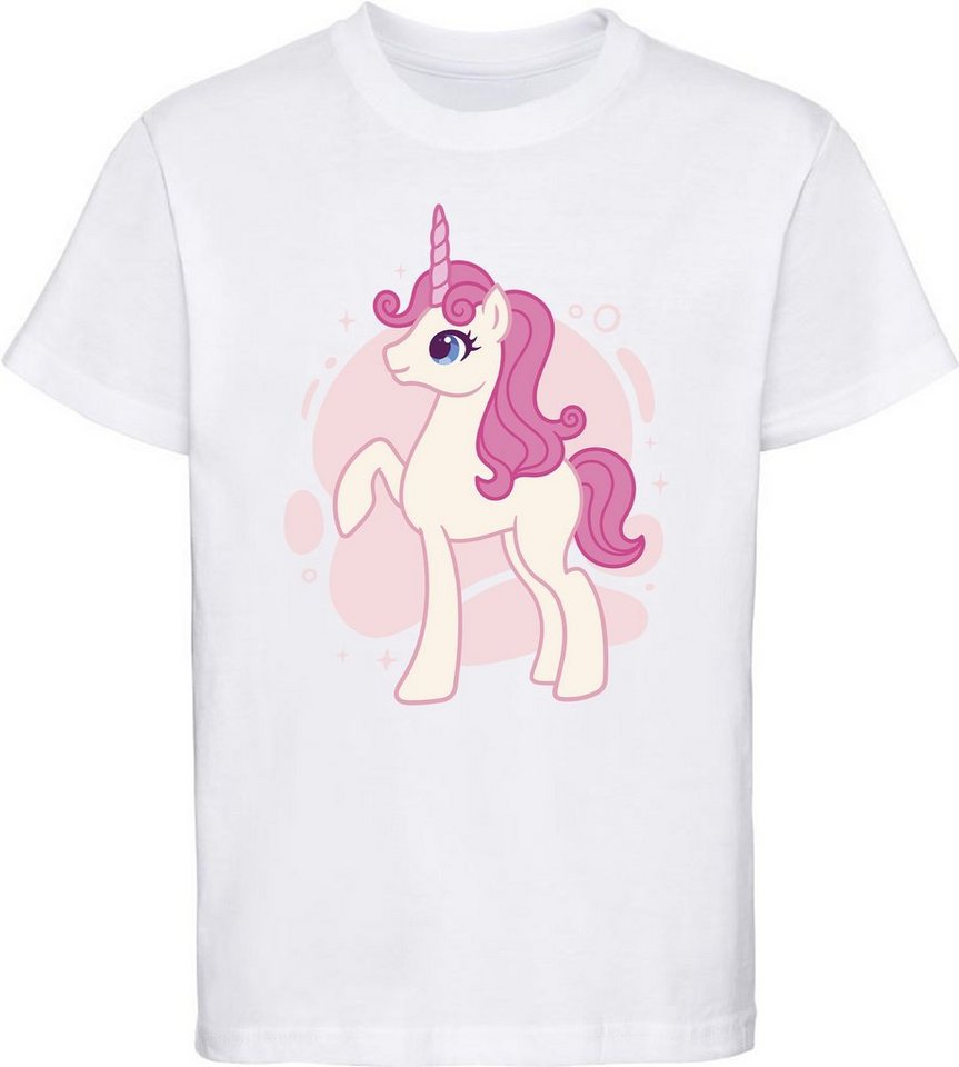 MyDesign24 Print-Shirt bedrucktes Kinder Mädchen T-Shirt - Cartoon Einhorn Baumwollshirt mit Aufdruck, i199 von MyDesign24