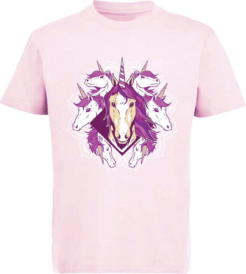 MyDesign24 Print-Shirt bedrucktes Kinder Mädchen T-Shirt - Einhorn Köpfe Baumwollshirt mit Aufdruck, i211 von MyDesign24