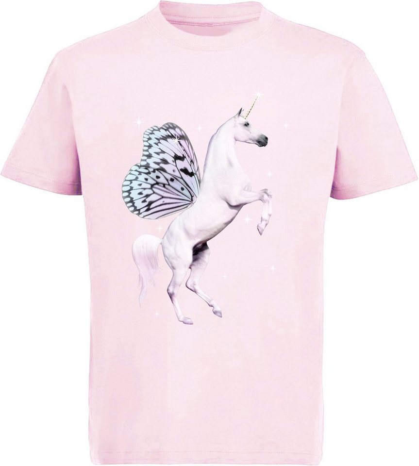 MyDesign24 Print-Shirt bedrucktes Kinder Mädchen T-Shirt - Einhorn mit Flügeln Baumwollshirt mit Aufdruck, i202 von MyDesign24