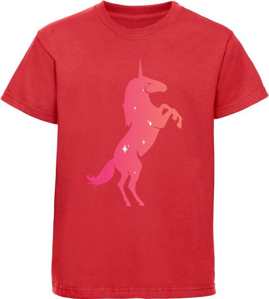 MyDesign24 Print-Shirt bedrucktes Kinder Mädchen T-Shirt - Einhorn mit Sternen Baumwollshirt mit Aufdruck, i189 von MyDesign24