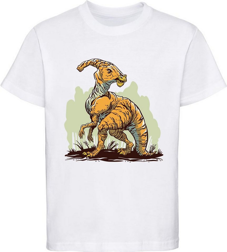 MyDesign24 Print-Shirt bedrucktes Kinder T-Shirt Parasaurolophus Baumwollshirt mit Dino, schwarz, weiß, rot, blau, i99 von MyDesign24