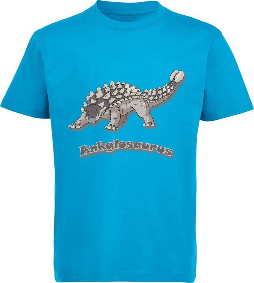 MyDesign24 Print-Shirt bedrucktes Kinder T-Shirt mit Ankylosaurus 100% Baumwolle mit Dino Aufdruck, schwarz, weiß, rot, blau, i63 von MyDesign24