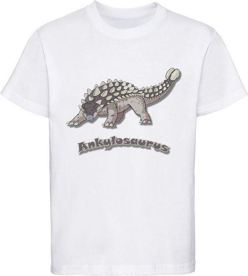 MyDesign24 Print-Shirt bedrucktes Kinder T-Shirt mit Ankylosaurus 100% Baumwolle mit Dino Aufdruck, schwarz, weiß, rot, blau, i63 von MyDesign24