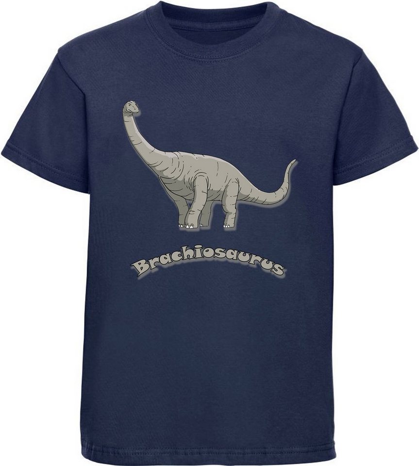 MyDesign24 Print-Shirt bedrucktes Kinder T-Shirt mit Brachiosaurus Baumwollshirt mit Dino, schwarz, weiß, rot, blau, i66 von MyDesign24