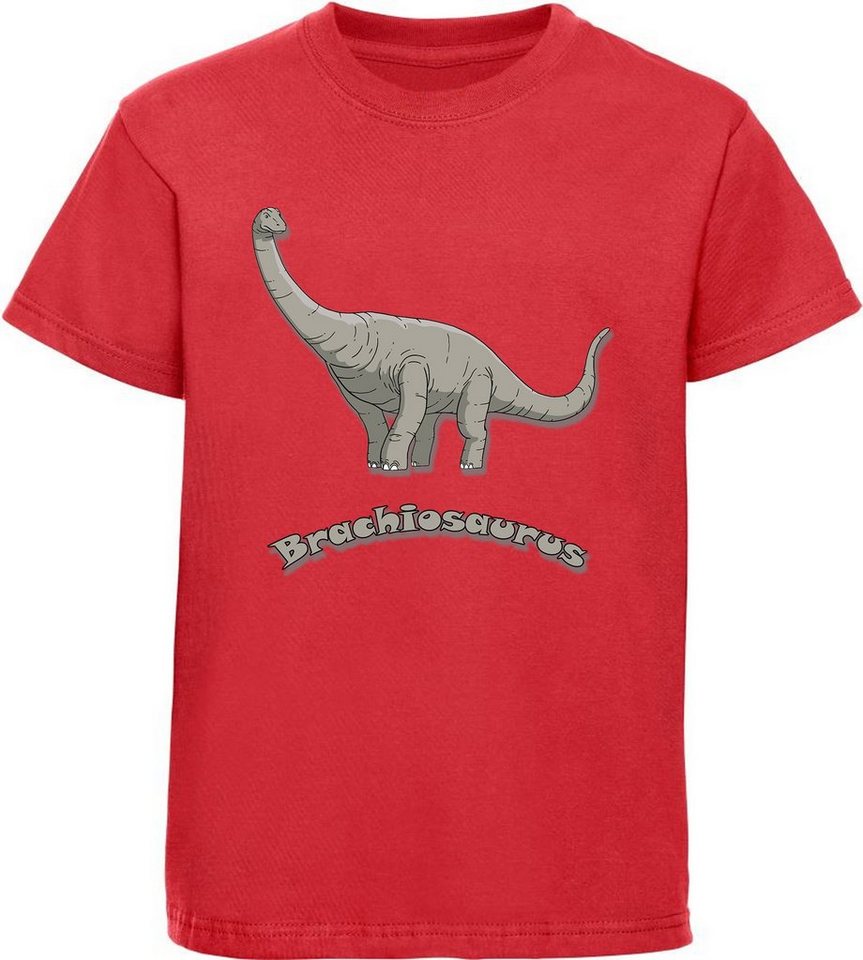 MyDesign24 Print-Shirt bedrucktes Kinder T-Shirt mit Brachiosaurus Baumwollshirt mit Dino, schwarz, weiß, rot, blau, i66 von MyDesign24