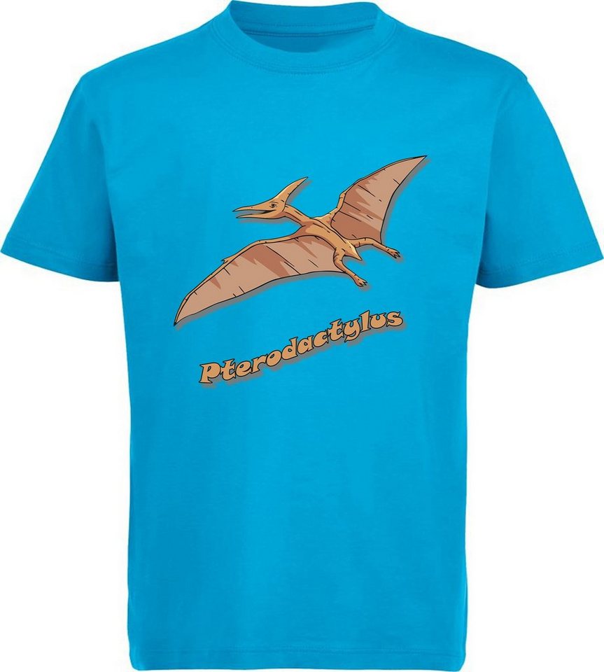 MyDesign24 Print-Shirt bedrucktes Kinder T-Shirt mit Flugsaurier Pterodactylus Baumwollshirt mit Dino Aufdruck, schwarz, weiß, rot, blau, i55 von MyDesign24