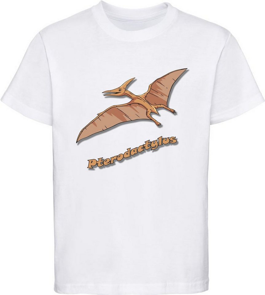 MyDesign24 Print-Shirt bedrucktes Kinder T-Shirt mit Flugsaurier Pterodactylus Baumwollshirt mit Dino Aufdruck, schwarz, weiß, rot, blau, i55 von MyDesign24