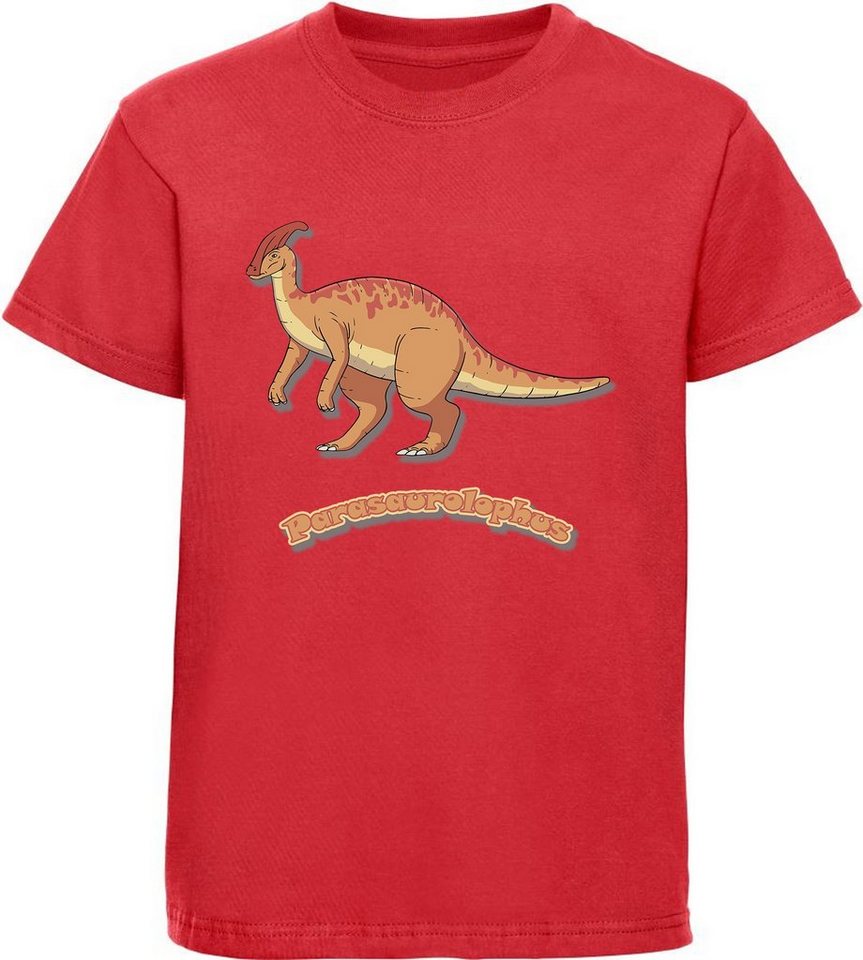 MyDesign24 Print-Shirt bedrucktes Kinder T-Shirt mit Parasaurolophus 100% Baumwolle mit Dino Aufdruck, schwarz, weiß, rot, blau, i65 von MyDesign24