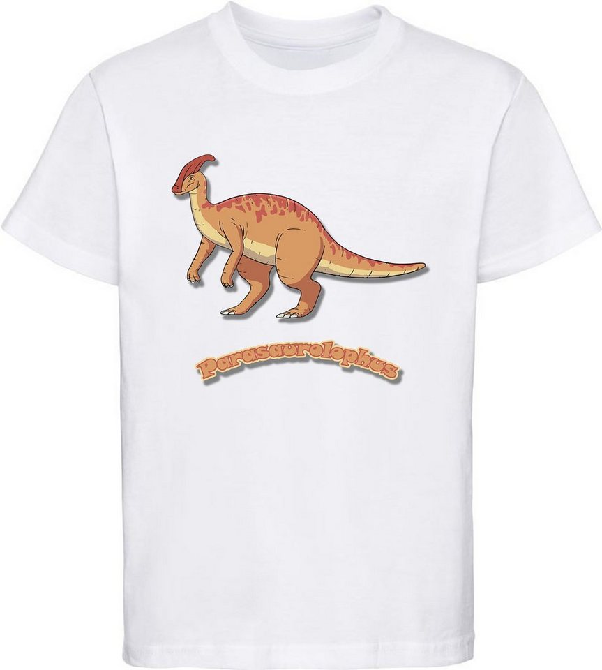 MyDesign24 Print-Shirt bedrucktes Kinder T-Shirt mit Parasaurolophus 100% Baumwolle mit Dino Aufdruck, schwarz, weiß, rot, blau, i65 von MyDesign24