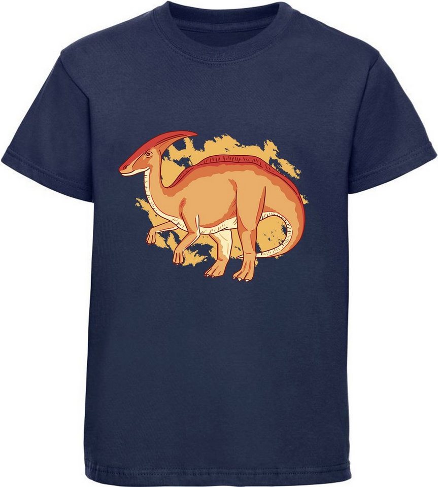 MyDesign24 Print-Shirt bedrucktes Kinder T-Shirt mit Parasaurolophus Baumwollshirt mit Dino, schwarz, weiß, rot, blau, i86 von MyDesign24