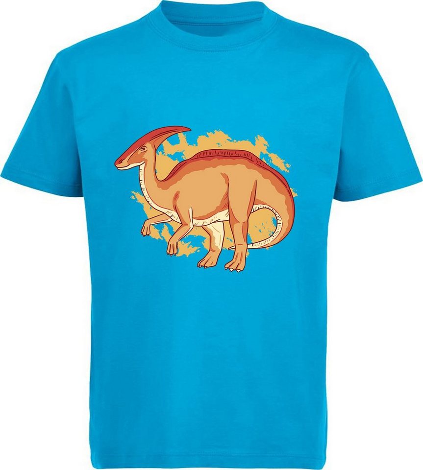 MyDesign24 Print-Shirt bedrucktes Kinder T-Shirt mit Parasaurolophus Baumwollshirt mit Dino, schwarz, weiß, rot, blau, i86 von MyDesign24