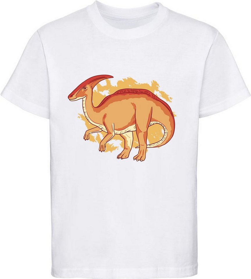 MyDesign24 Print-Shirt bedrucktes Kinder T-Shirt mit Parasaurolophus Baumwollshirt mit Dino, schwarz, weiß, rot, blau, i86 von MyDesign24