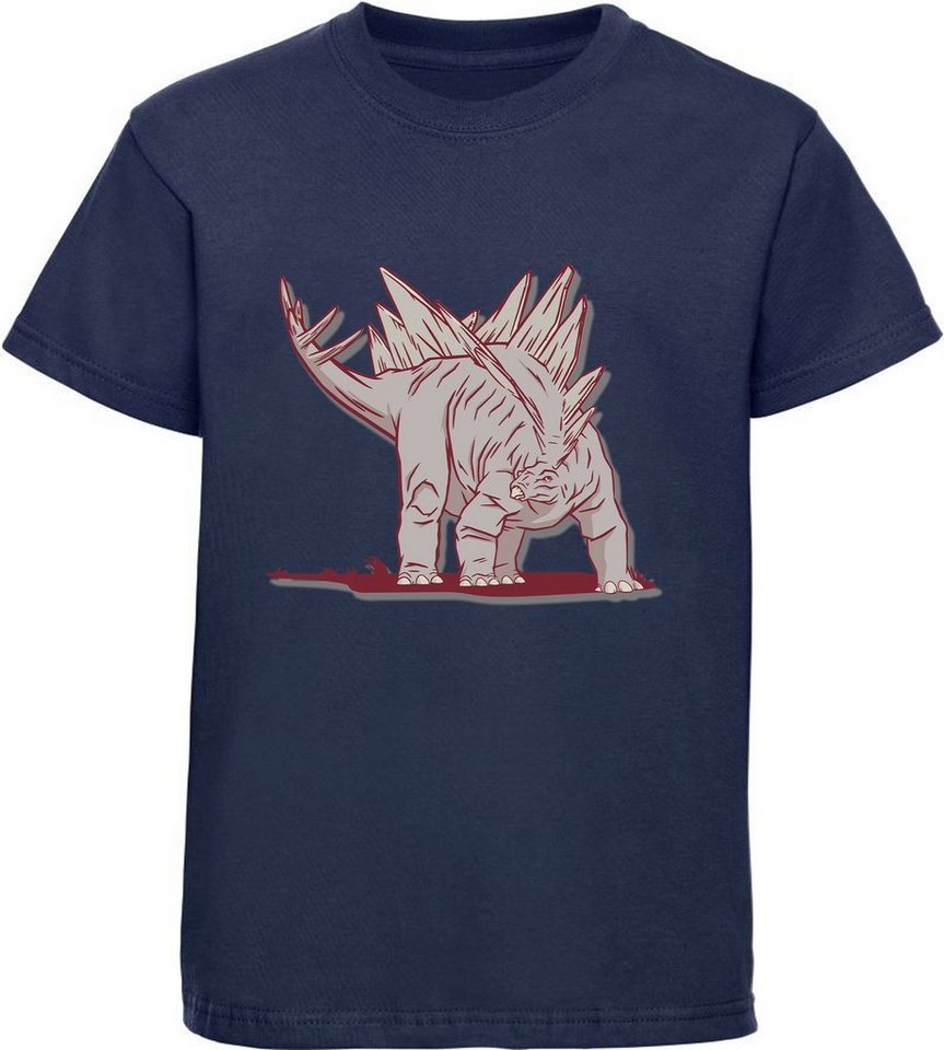 MyDesign24 Print-Shirt bedrucktes Kinder T-Shirt mit Stegosaurus Baumwollshirt mit Dino, schwarz, weiß, rot, blau, i88 von MyDesign24