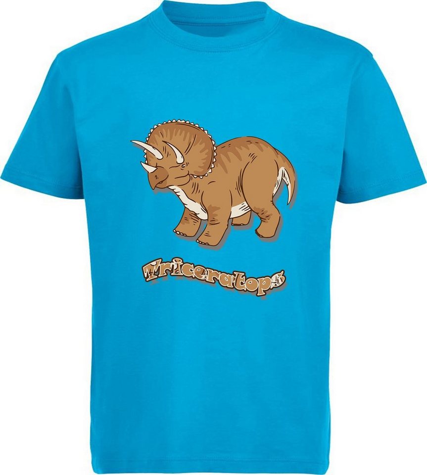 MyDesign24 Print-Shirt bedrucktes Kinder T-Shirt mit Triceratops Baumwollshirt mit Dino, schwarz, weiß, rot, blau, i80 von MyDesign24