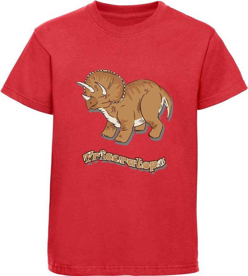 MyDesign24 Print-Shirt bedrucktes Kinder T-Shirt mit Triceratops Baumwollshirt mit Dino, schwarz, weiß, rot, blau, i80 von MyDesign24