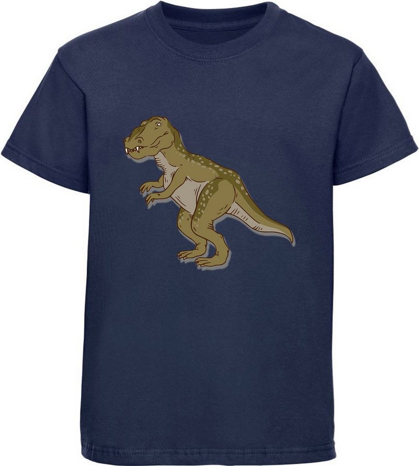 MyDesign24 Print-Shirt bedrucktes Kinder T-Shirt mit Tyrannosaurus Rex Baumwollshirt mit Dino, schwarz, weiß, rot, blau, i69 von MyDesign24