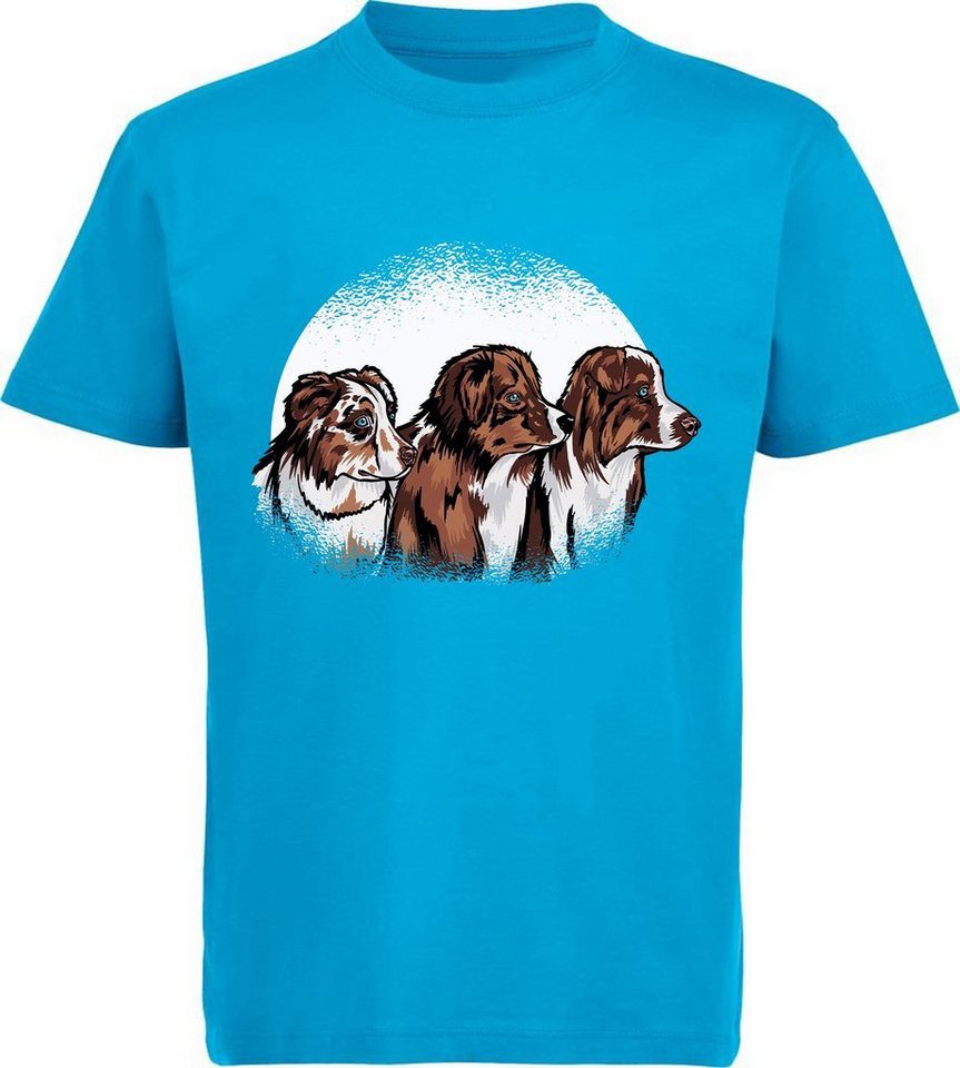 MyDesign24 Print-Shirt bedrucktes Kinder und Jugend Hunde T-Shirt - Australian Shepherd Baumwollshirt mit Aufdruck, i214 von MyDesign24
