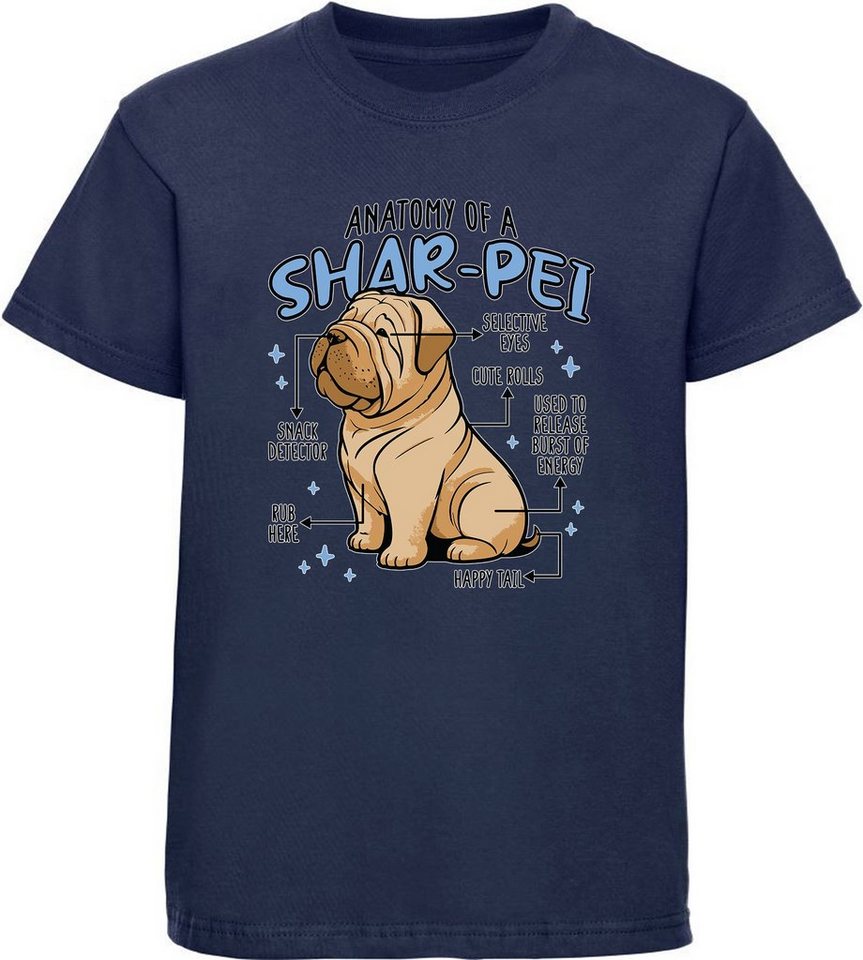 MyDesign24 Print-Shirt bedrucktes Kinder und Jugend Hunde T-Shirt - Sharpei Anatomie Baumwollshirt mit Aufdruck, i212 von MyDesign24