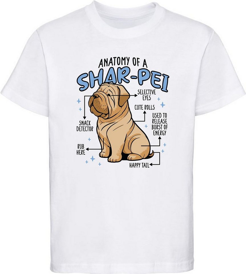 MyDesign24 Print-Shirt bedrucktes Kinder und Jugend Hunde T-Shirt - Sharpei Anatomie Baumwollshirt mit Aufdruck, i212 von MyDesign24