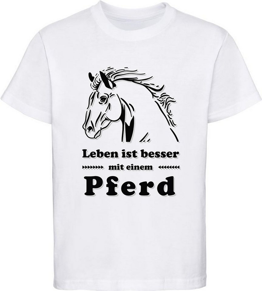 MyDesign24 Print-Shirt bedrucktes Mädchen T-Shirt - Leben ist besser mit einem Pferd Baumwollshirt mit Aufdruck, i162 von MyDesign24