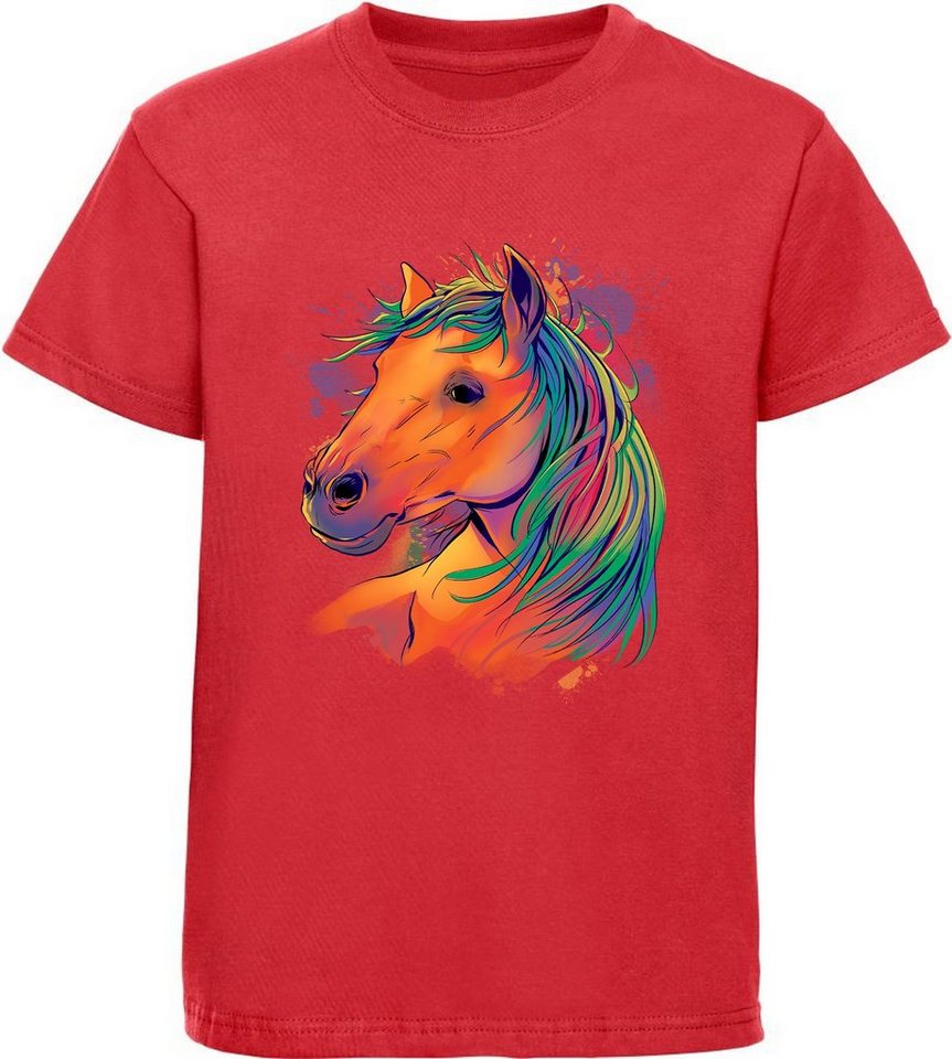 MyDesign24 Print-Shirt bedrucktes Mädchen T-Shirt - Pferdekopf in Ölfarben Baumwollshirt mit Aufdruck, i167 von MyDesign24