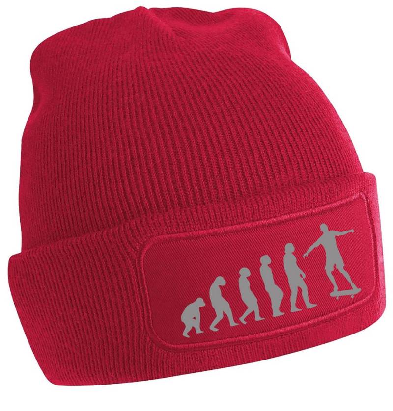 MyDesign24 Strickmütze - Beanie mit Evolution zum Skater Print Coole Skater Mütze i556 von MyDesign24