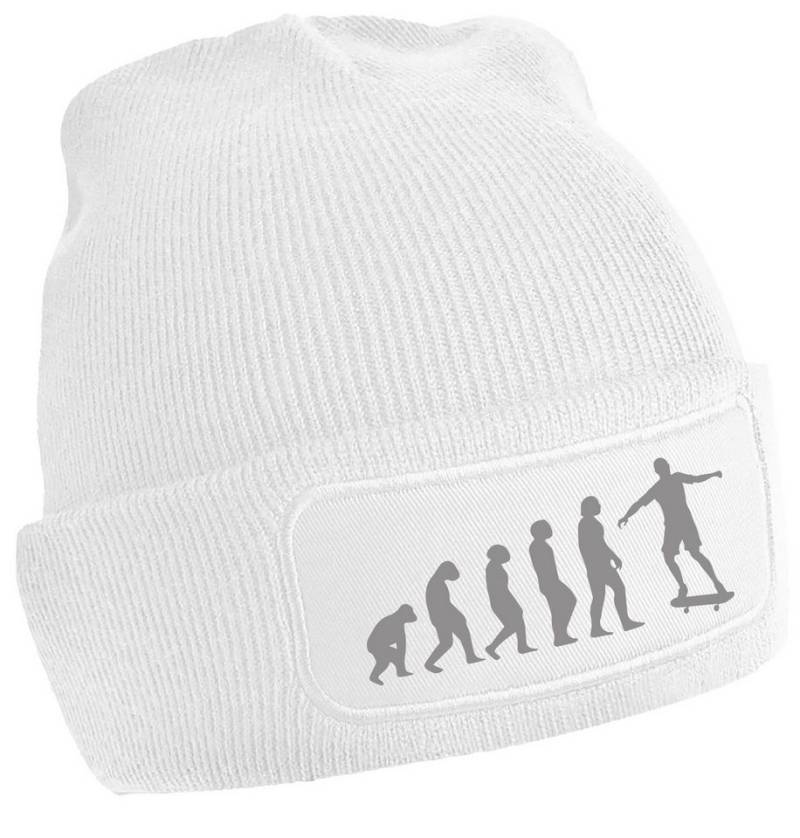 MyDesign24 Strickmütze - Beanie mit Evolution zum Skater Print Coole Skater Mütze i556 von MyDesign24