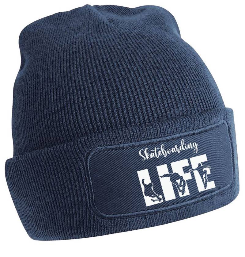 MyDesign24 Strickmütze - Beanie mit Skateboarding Life Print Coole Skater Mütze i548 von MyDesign24