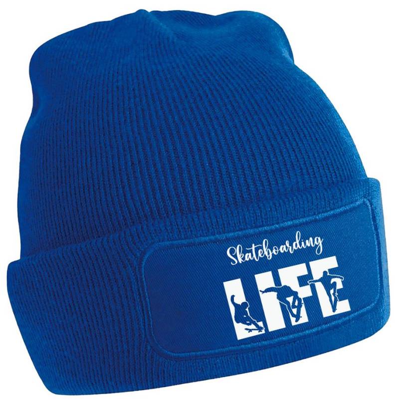MyDesign24 Strickmütze - Beanie mit Skateboarding Life Print Coole Skater Mütze i548 von MyDesign24