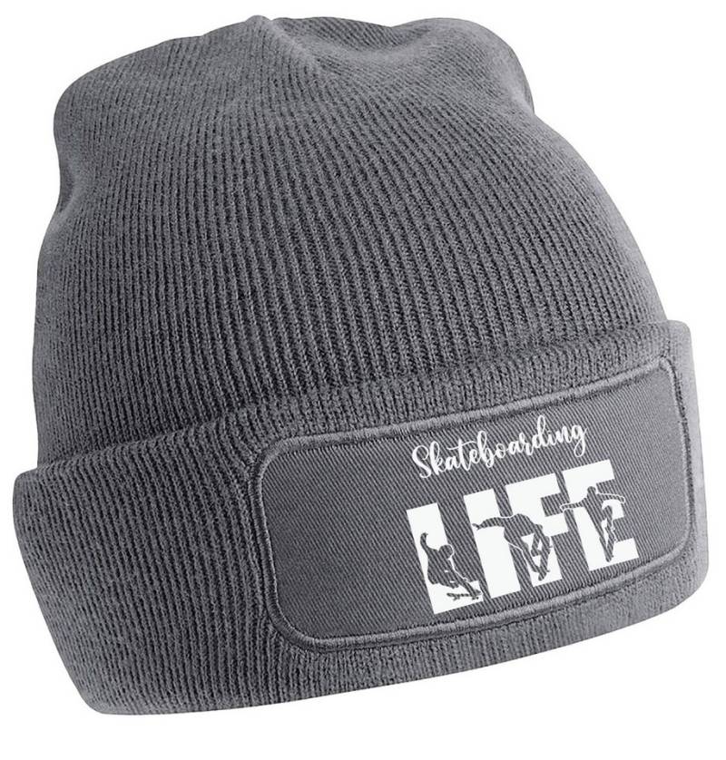 MyDesign24 Strickmütze - Beanie mit Skateboarding Life Print Coole Skater Mütze i548 von MyDesign24