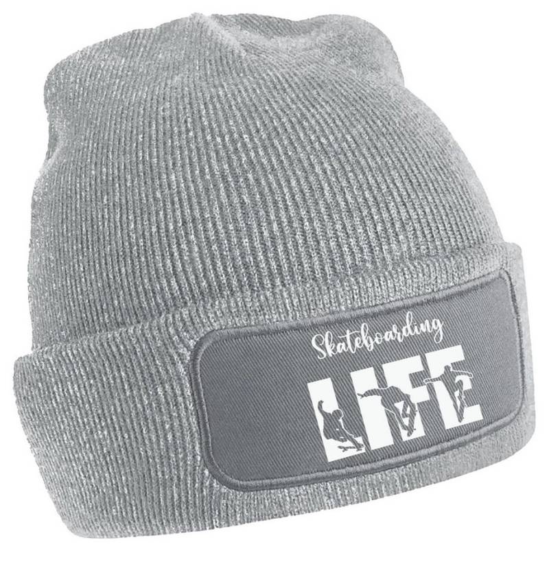 MyDesign24 Strickmütze - Beanie mit Skateboarding Life Print Coole Skater Mütze i548 von MyDesign24
