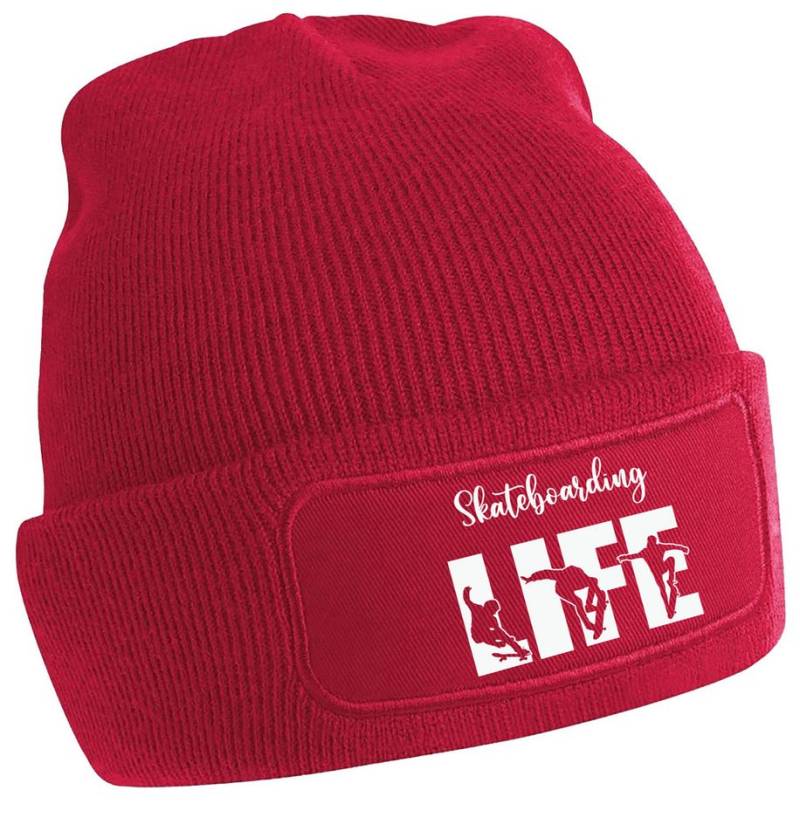 MyDesign24 Strickmütze - Beanie mit Skateboarding Life Print Coole Skater Mütze i548 von MyDesign24