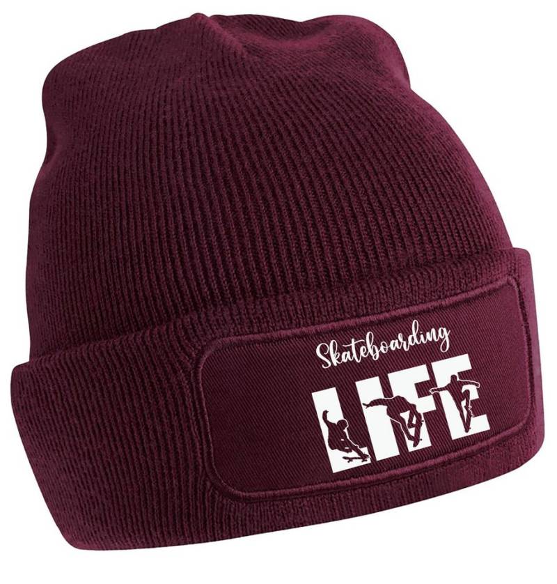 MyDesign24 Strickmütze - Beanie mit Skateboarding Life Print Coole Skater Mütze i548 von MyDesign24