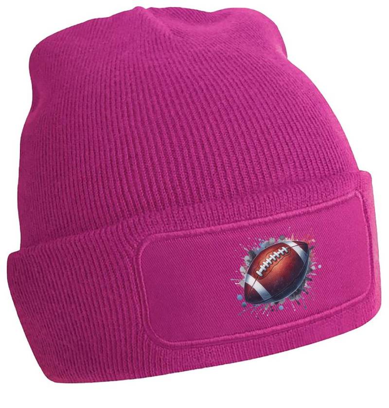 MyDesign24 Strickmütze für kalte Tage - Beanie mit American Football Print Coole Football Mütze Wintermütze i501 von MyDesign24