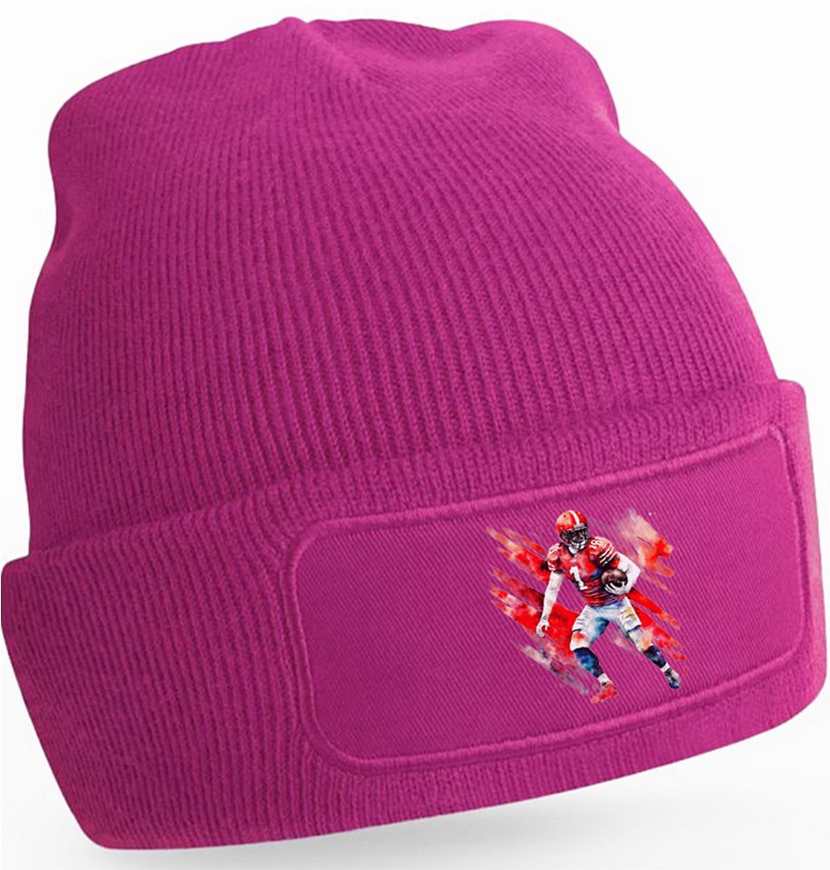 MyDesign24 Strickmütze für kalte Tage - Beanie mit American Football Print Football Mütze Wintermütze für Männer, Frauen, Jungen und Mädchen i488 von MyDesign24