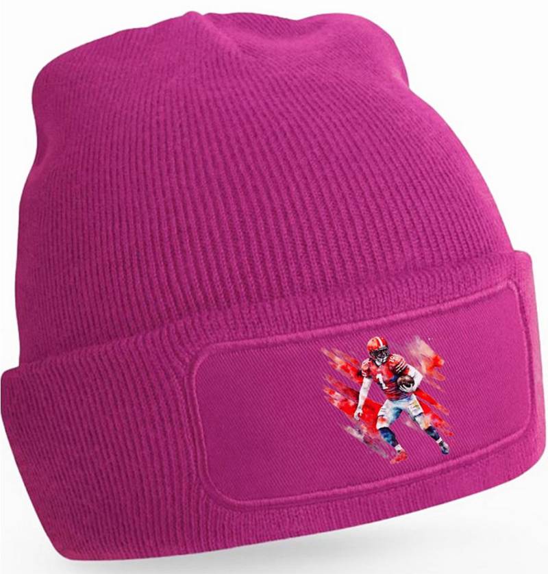 MyDesign24 Strickmütze für kalte Tage - Beanie mit American Football Print Football Mütze Wintermütze für Männer, Frauen, Jungen und Mädchen i488 von MyDesign24