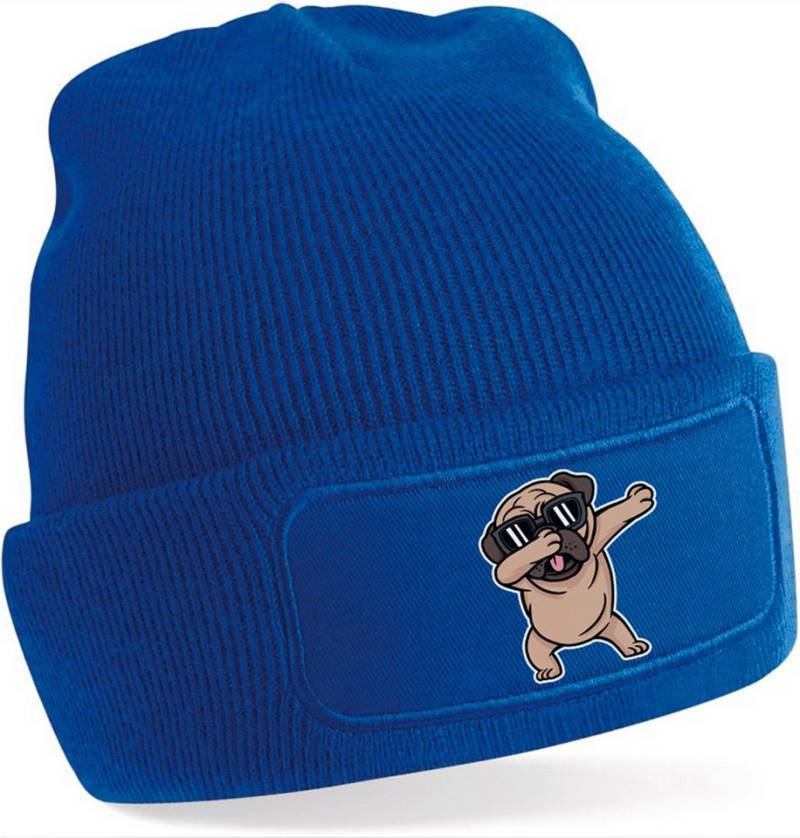 MyDesign24 Strickmütze für kalte Tage - Beanie mit Dab tanzender Hund Print Coole Hunde Mütze Wintermütze i238 von MyDesign24