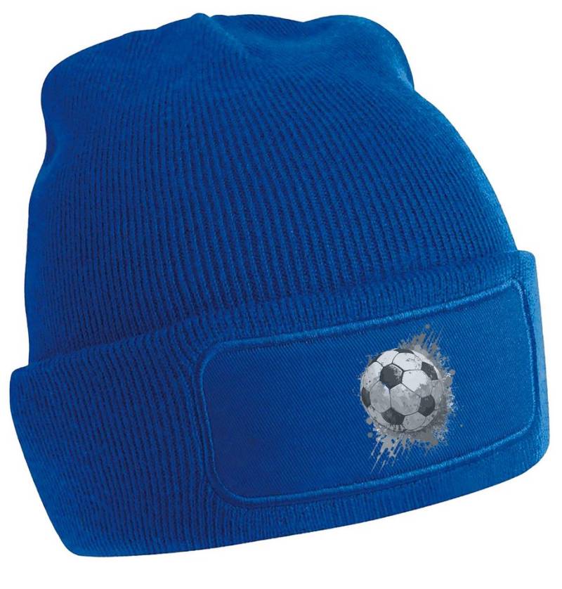 MyDesign24 Strickmütze für kalte Tage - Beanie mit Fußball Print Coole Fussball Mütze Wintermütze i480 von MyDesign24