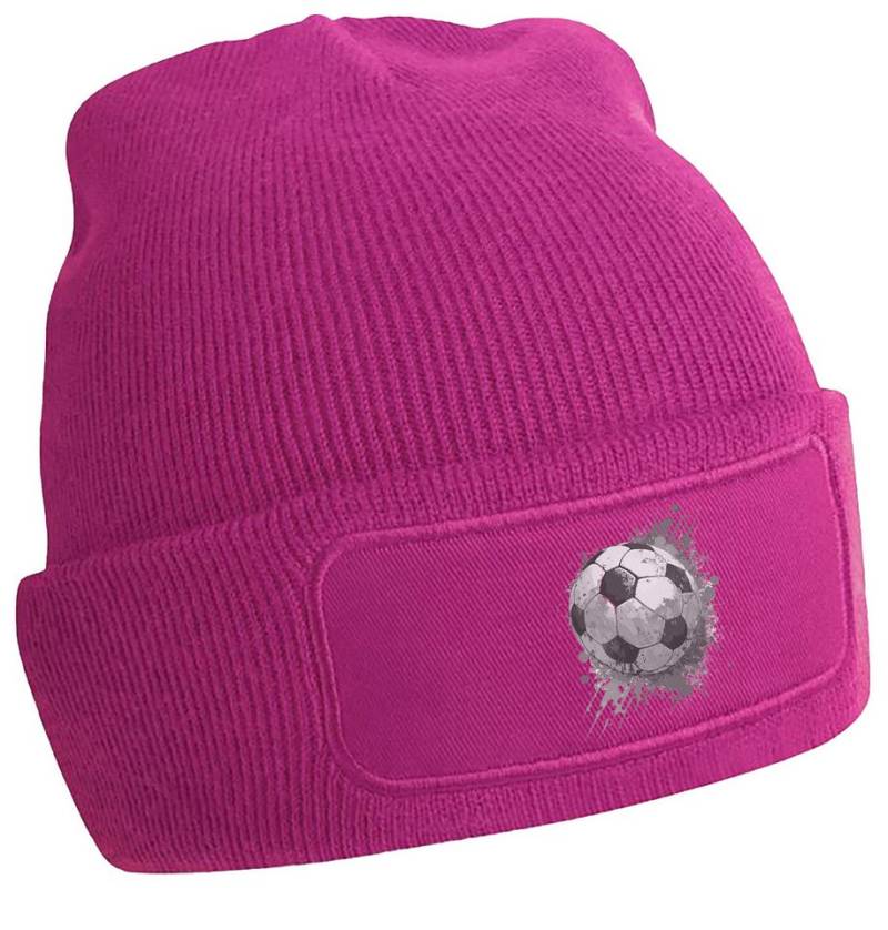 MyDesign24 Strickmütze für kalte Tage - Beanie mit Fußball Print Coole Fussball Mütze Wintermütze i480 von MyDesign24