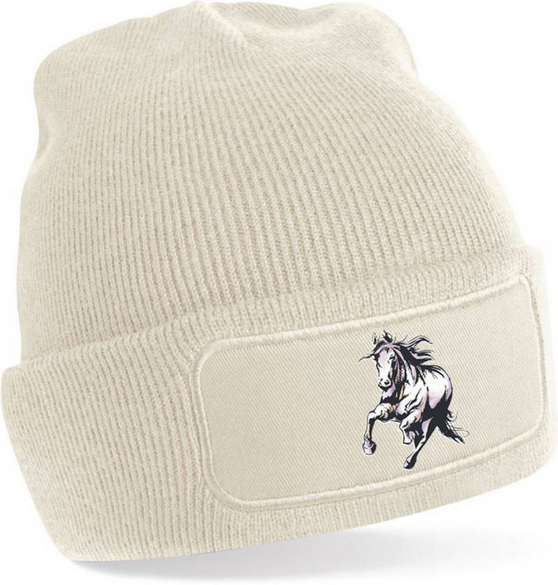 MyDesign24 Strickmütze für kalte Tage - Beanie mit Pferde Print Coole Pferde Mütze Wintermütze i168 von MyDesign24