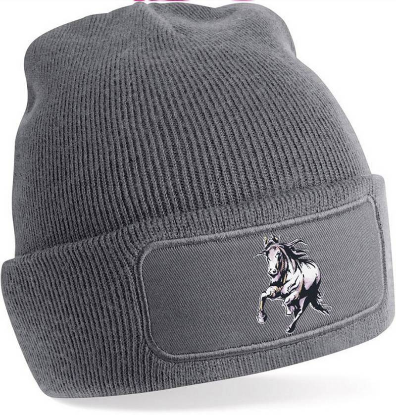 MyDesign24 Strickmütze für kalte Tage - Beanie mit Pferde Print Coole Pferde Mütze Wintermütze i168 von MyDesign24