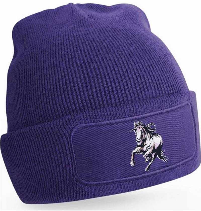 MyDesign24 Strickmütze für kalte Tage - Beanie mit Pferde Print Coole Pferde Mütze Wintermütze i168 von MyDesign24
