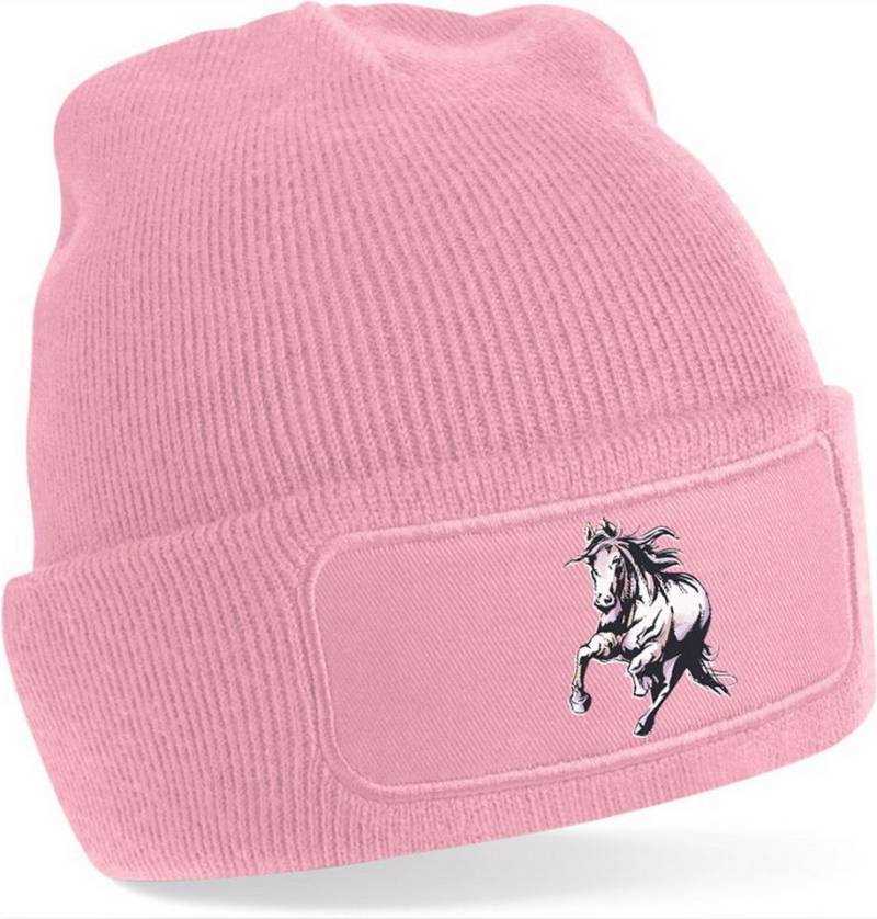 MyDesign24 Strickmütze für kalte Tage - Beanie mit Pferde Print Coole Pferde Mütze Wintermütze i168 von MyDesign24
