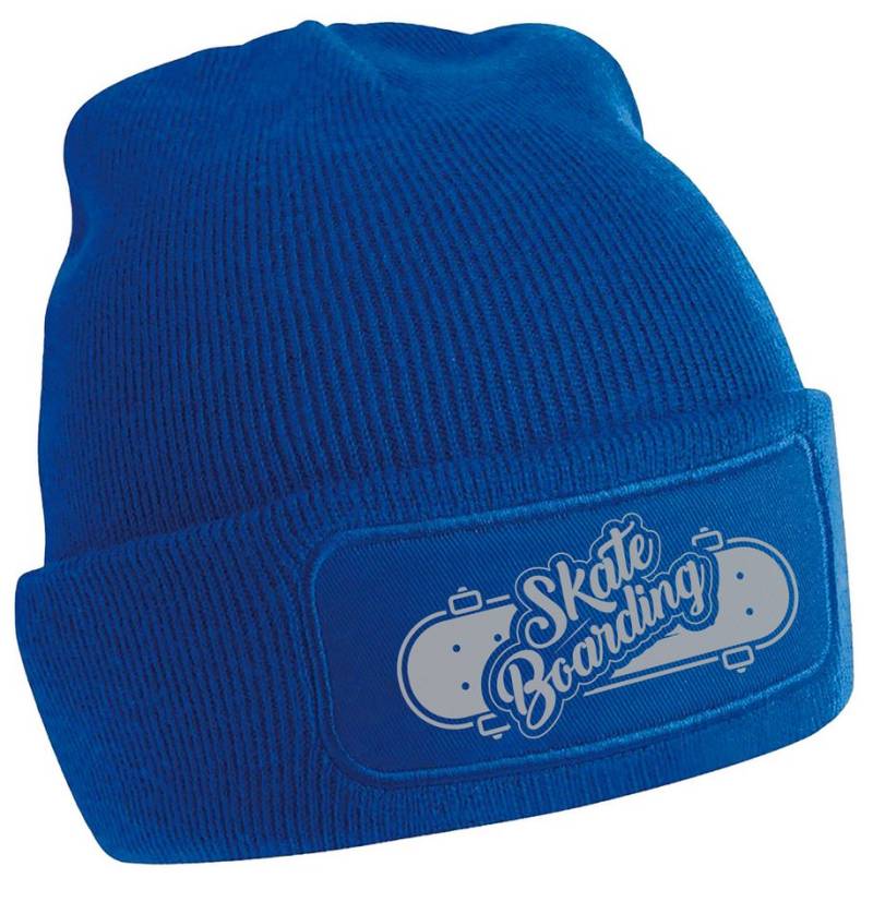 MyDesign24 Strickmütze für kalte Tage - Beanie mit Skateboarding Print Coole Skater Mütze Wintermütze i539 von MyDesign24