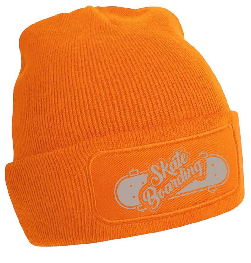 MyDesign24 Strickmütze für kalte Tage - Beanie mit Skateboarding Print Coole Skater Mütze Wintermütze i539 von MyDesign24