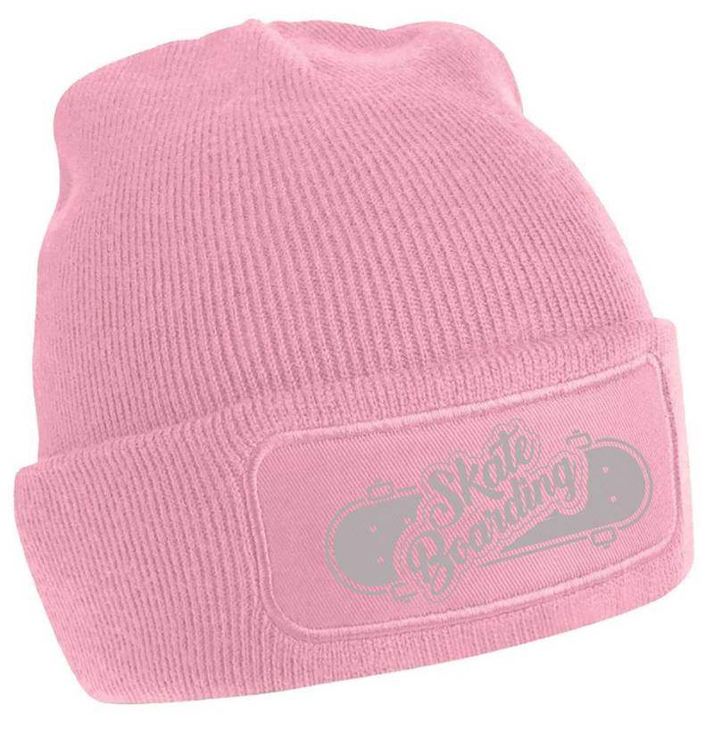 MyDesign24 Strickmütze für kalte Tage - Beanie mit Skateboarding Print Coole Skater Mütze Wintermütze i539 von MyDesign24