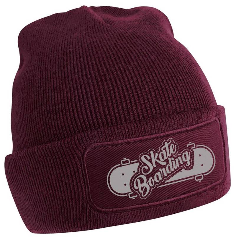 MyDesign24 Strickmütze für kalte Tage - Beanie mit Skateboarding Print Coole Skater Mütze Wintermütze i539 von MyDesign24