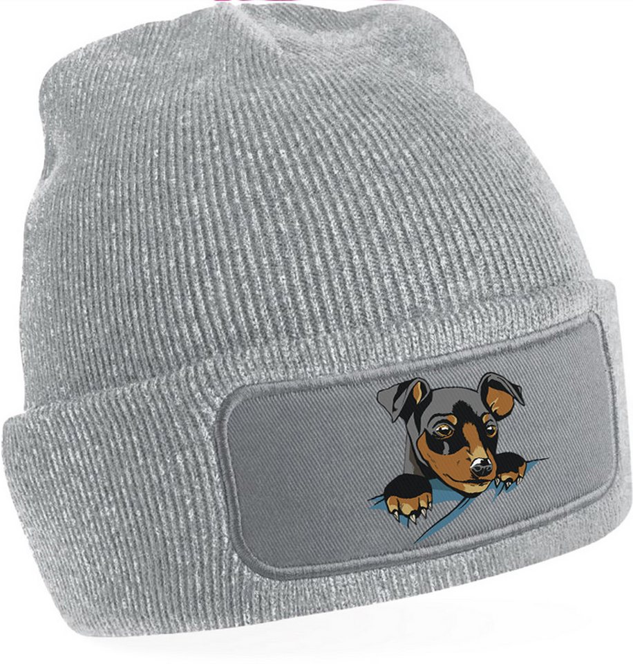 MyDesign24 Strickmütze für kalte Tage - Beanie mit Umschlag und Hunde Print Hunde Mütze Wintermütze für Männer, Frauen, Jungen und Mädchen i227 von MyDesign24