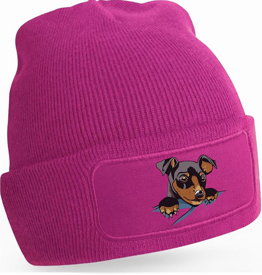 MyDesign24 Strickmütze für kalte Tage - Beanie mit Umschlag und Hunde Print Hunde Mütze Wintermütze für Männer, Frauen, Jungen und Mädchen i227 von MyDesign24