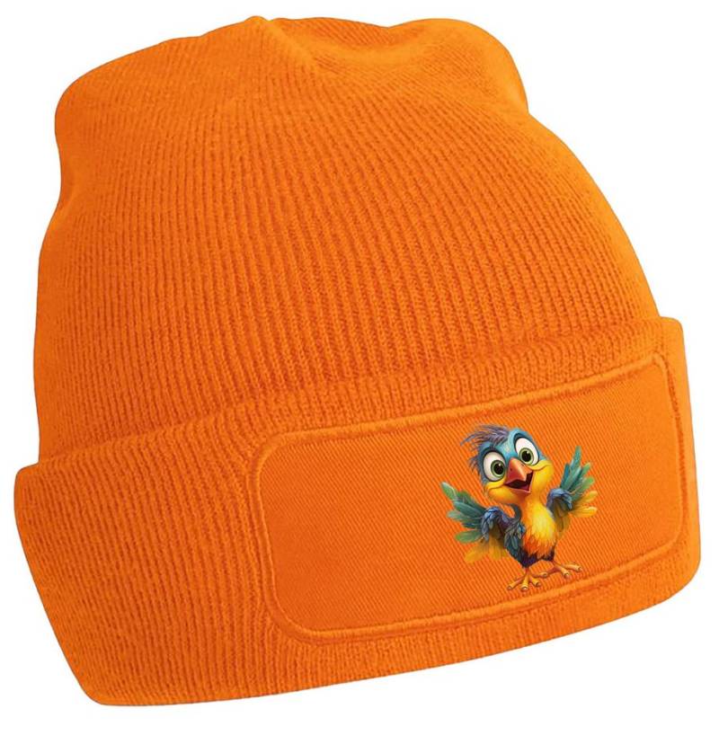 MyDesign24 Strickmütze für kalte Tage - Beanie mit Umschlag und Paradies Vogel Print Coole Papagei Vogel Mütze Wintermütze i271 von MyDesign24